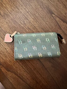 Dooney & Bourke Pink Heart Charm Logo Zip Wallet